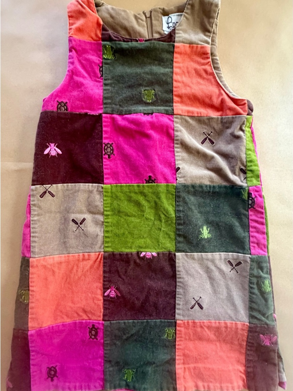 🍁 Lilly Pulitzer White Label Patchwork Corduroy Dress size 7 Vintage 🍂